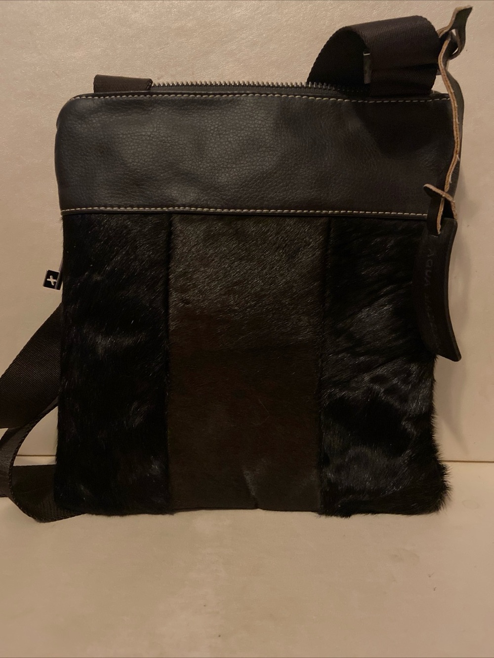 Aqua Madonna Brown Crossbody Bag - Haircalf & Leather
